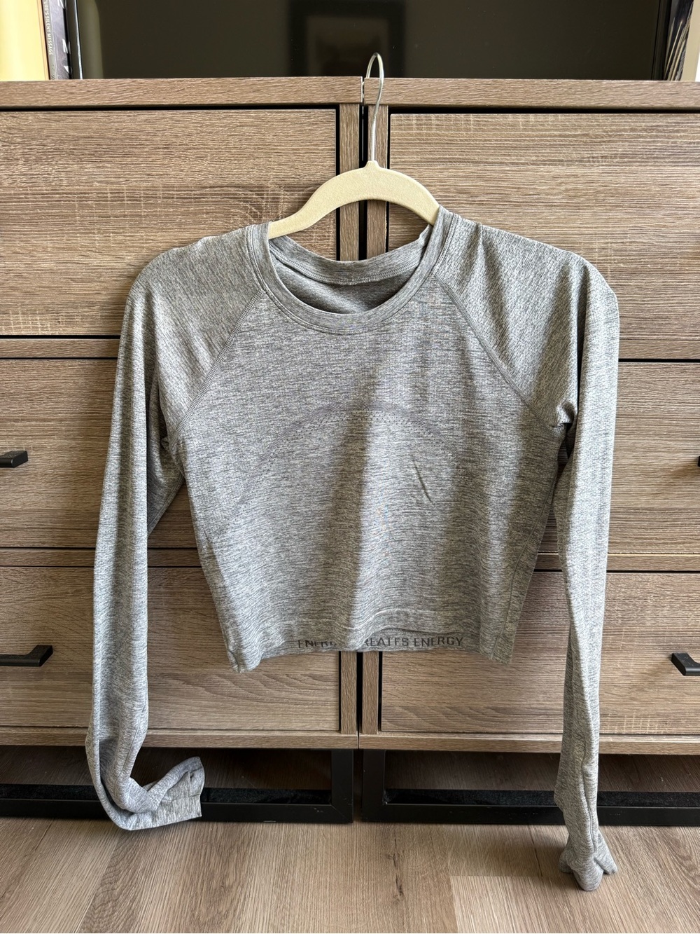 Lululemon Gray Cropped Energy Long Sleeve